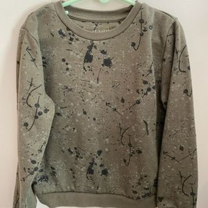Primark grey green sweatshirt with paint splatter print
